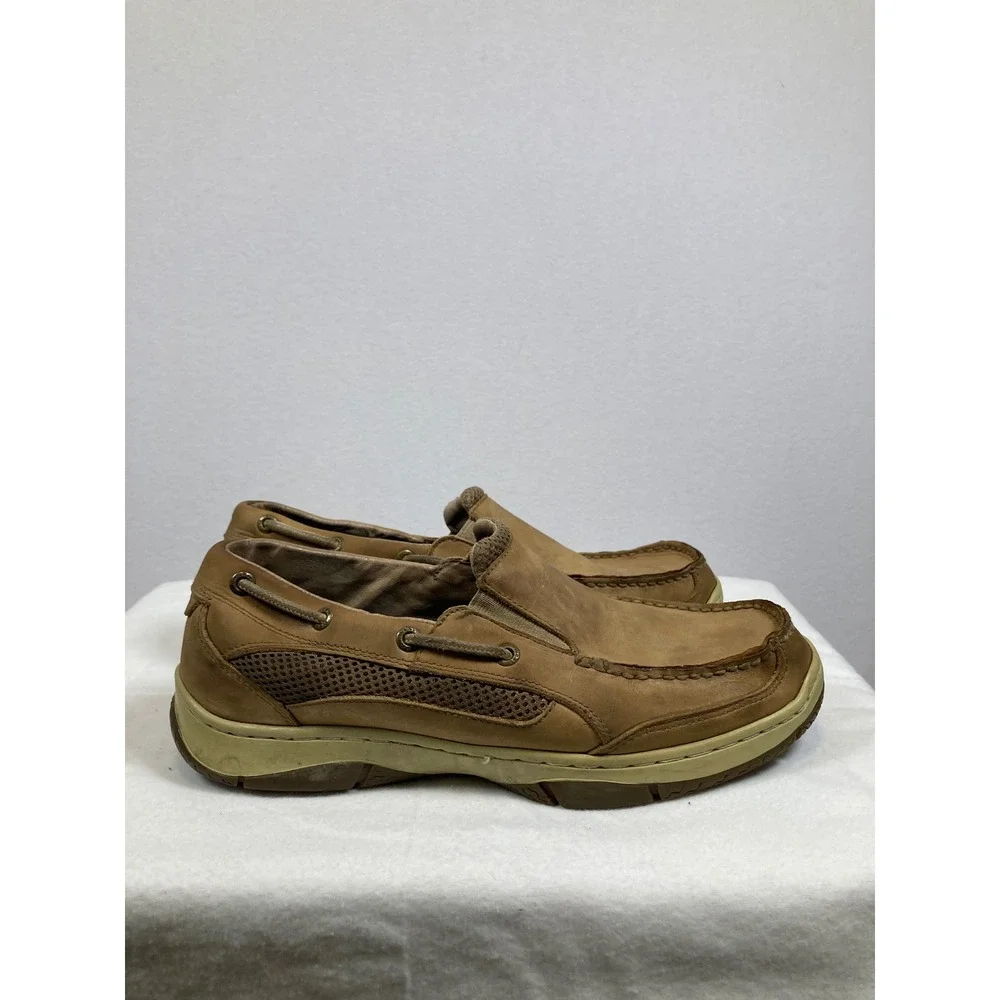 West Marine Performance Slip-On Men‎ 10.5 Tan Leather Mesh Boat Shoes 2520